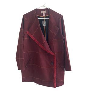 Laurie Felt Wrap Pea Coat Jacket Womens Size Medium Plaid Classic College Preppy